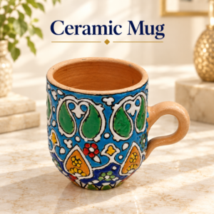 Handcrafted Ceramic Mug – Traditional Artistic Tea & Coffee Cup with Vibrant Patterns