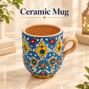 Handcrafted Ceramic Mug – Traditional Artistic Tea & Coffee Cup with Vibrant Patterns