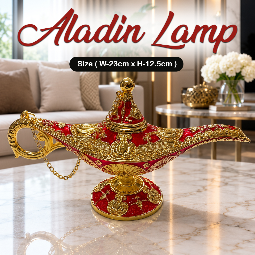 Vintage Style Aladdin Lamp Unique Gift & Decor Showpiece (W-23cm x H-12.5cm)