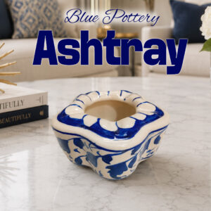 Blue Pottery Handcrafted Ashtray (10.5cm × 4.5cm)