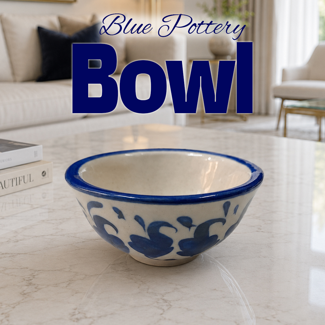 Handcrafted Blue Pottery Bowl (8cm × 4cm)