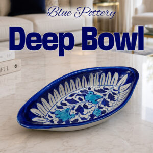 Handcrafted Blue Pottery Deep Bowl (23.5cm × 12cm)