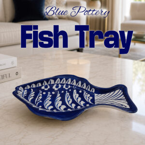 Blue Pottery Fish Tray (24cm × 14cm)