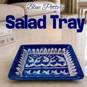 Handcrafted Blue Pottery Salad Tray (15cm × 15cm)