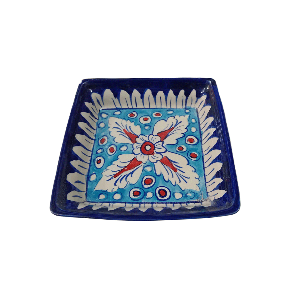 Handcrafted Blue Pottery Salad Tray (15×15) - Image 3