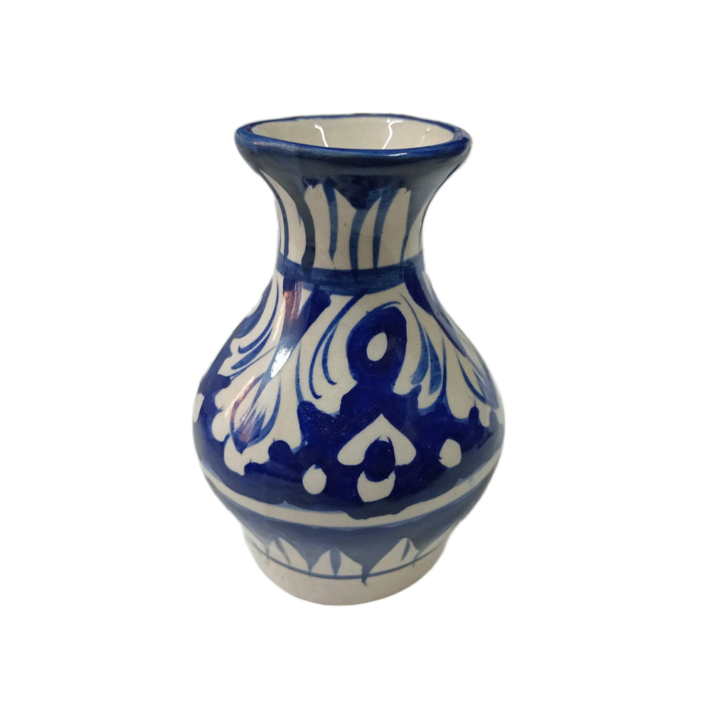 Handcrafted Tiny Blue Pottery Vase (11×4.5) - Image 3