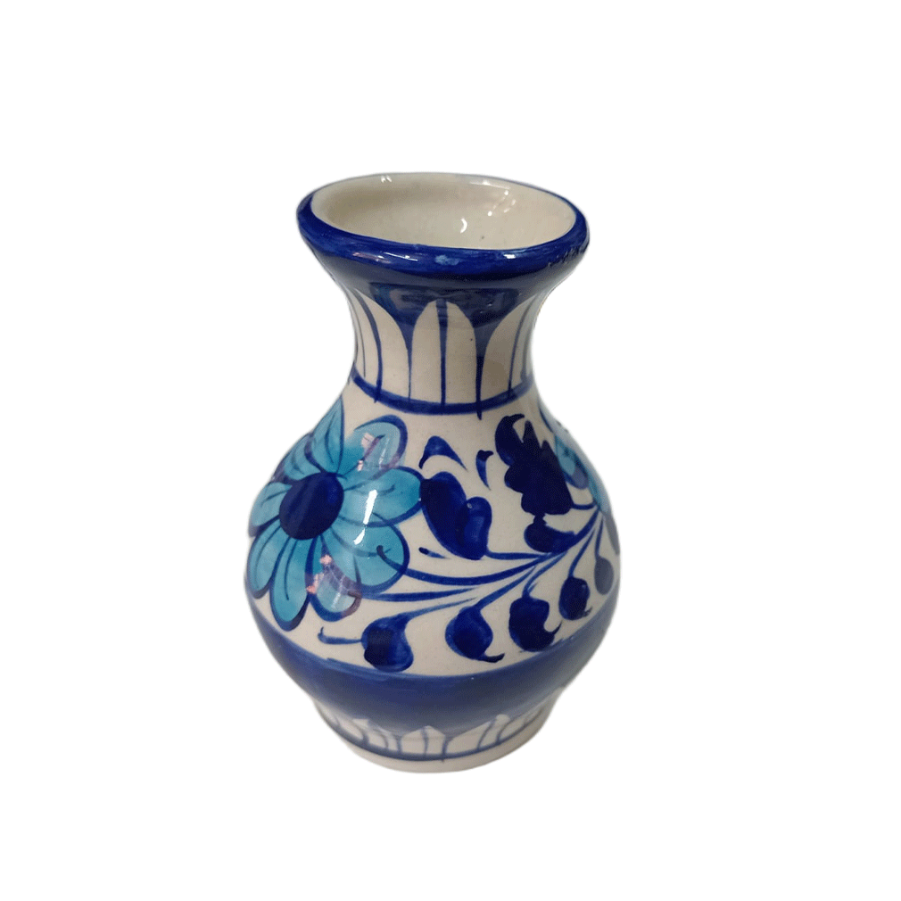 Handcrafted Tiny Blue Pottery Vase (11×4.5) - Image 3