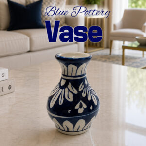 Handcrafted Tiny Blue Pottery Vase (11cm × 4.5cm)