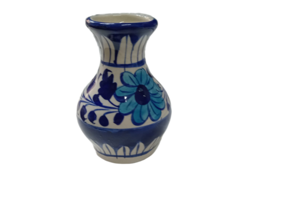 Handcrafted Tiny Blue Pottery Vase (11×4.5) - Image 5