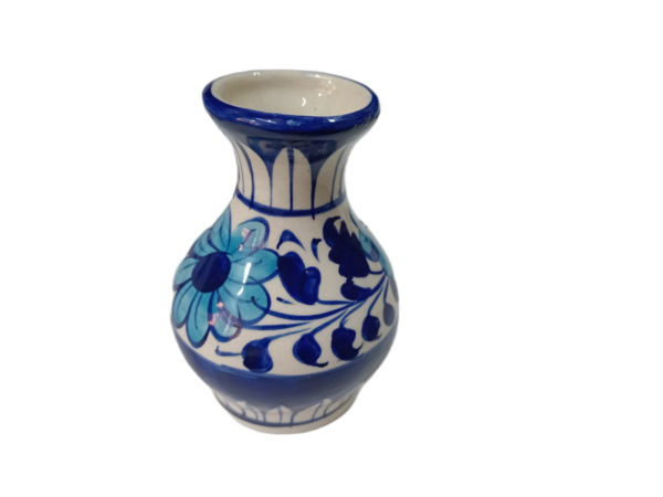 Handcrafted Tiny Blue Pottery Vase (11×4.5) - Image 6