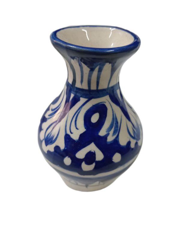 Handcrafted Tiny Blue Pottery Vase (11×4.5) - Image 6