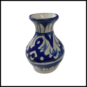 Handcrafted Tiny Blue Pottery Vase (11×4.5)