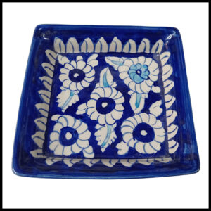 Handcrafted Blue Pottery Salad Tray (15×15)