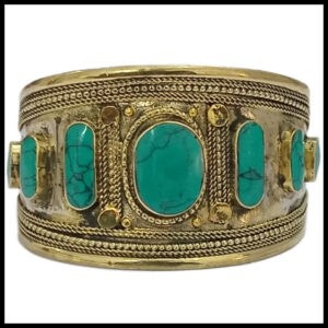 Afghani Antique Style Stone Cuff Bracelet