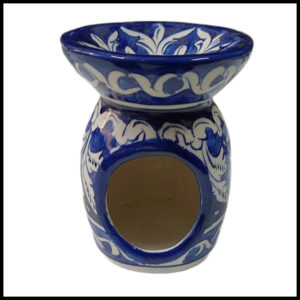 Handcrafted Blue Pottery Candle Holder (9×11.5)