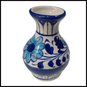 Handcrafted Tiny Blue Pottery Vase (11×4.5)