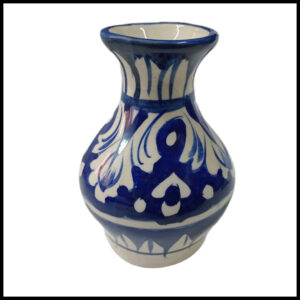 Handcrafted Tiny Blue Pottery Vase (11×4.5)