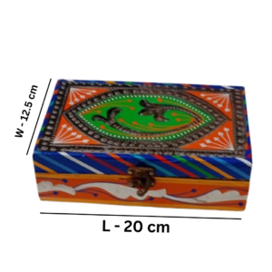 Cultural Storage Box – Pakistani Truck Art Traditional Home Décor Decorative Craft Accessory for Personal Belongings and Artisan-Inspired Interiors Unique Christmas Gift for Cultural Collectors and Traditional Design Enthusiasts(W-12.5, L-20 cm)
