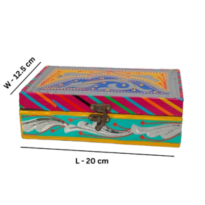 Chamakpatti Box – Real Pakistani Truck Art Design for Traditional Home Decoration Handcrafted Decorative Storage Box for Jewellery, Keepsakes and Small Accessories Unique Christmas Gift Idea for Family, Friends and Art Lovers (W-12.5, L-20 cm)