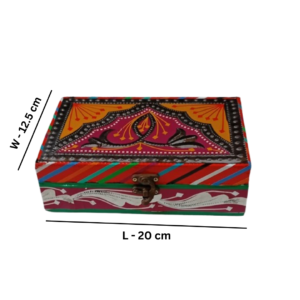 Chamakpatti Gift Box for Him – Traditional Pakistani Truck Art Storage Craft Decorative Organizer for Keepsakes, Small Accessories and Personal Belongings Distinctive Christmas Present for Fathers, Brothers, Friends and Collectors (W-12.5, L-20 cm)