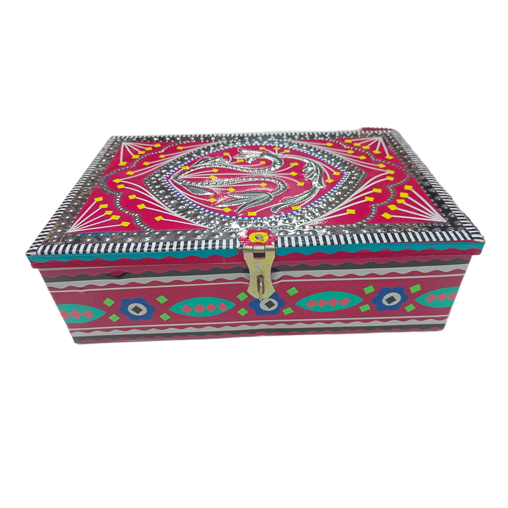 Chamakpatti Box: Real Truck Art Design for Storage and Decoration (W-27, H-19 cm) - Image 3
