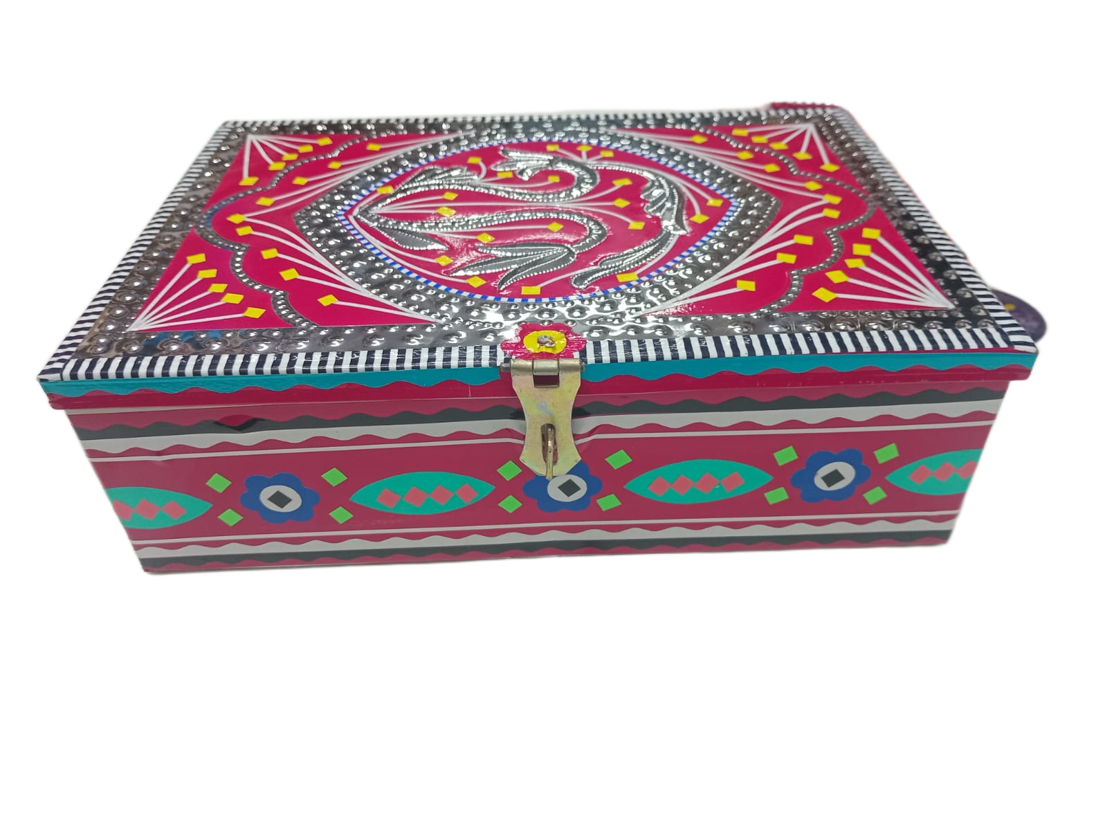 Chamakpatti Box: Real Truck Art Design for Storage and Decoration (W-27, H-19 cm) - Image 4