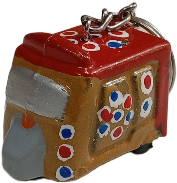 Handmade Mini Rickshaw Keychain – Traditional Pakistani Truck Art Style - Image 3