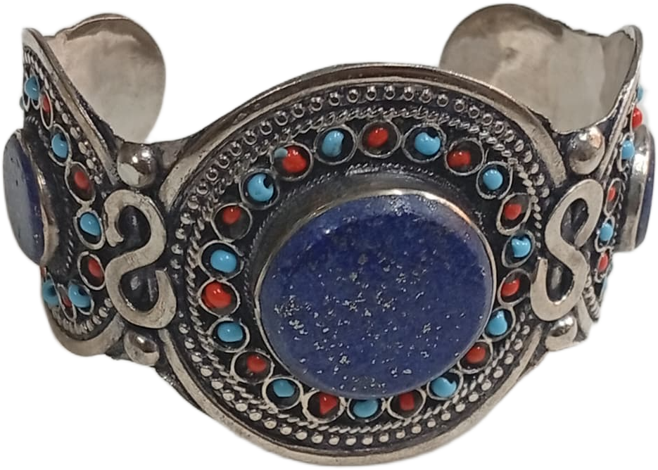 Elegant Afghani Stone Cuff Bracelet – Traditional Tribal Jewelry - Image 3