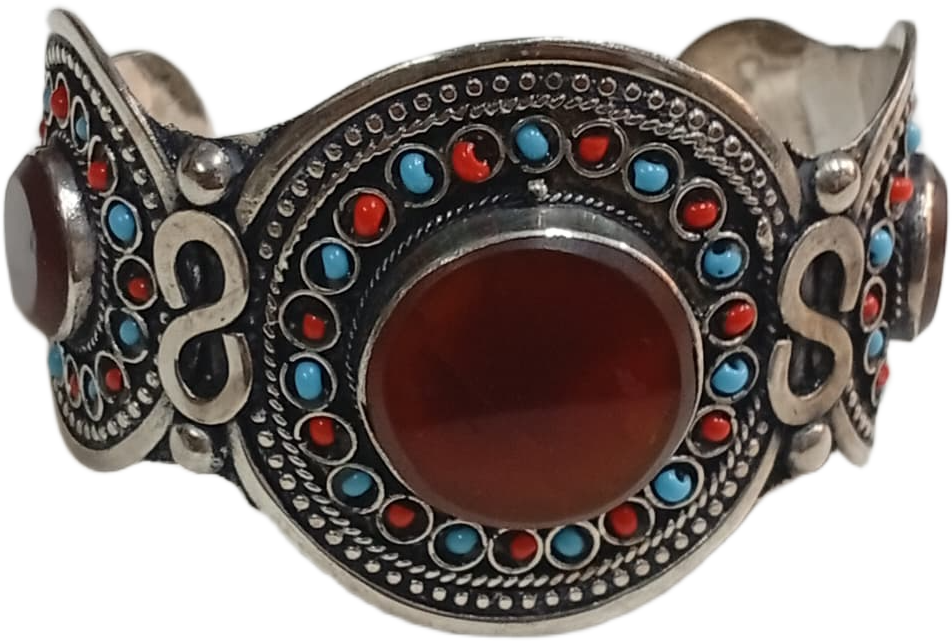 Elegant Afghani Stone Cuff Bracelet – Traditional Tribal Jewelry - Image 3
