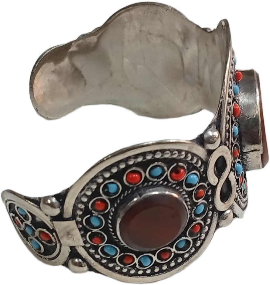 Elegant Afghani Stone Cuff Bracelet – Traditional Tribal Jewelry - Image 4
