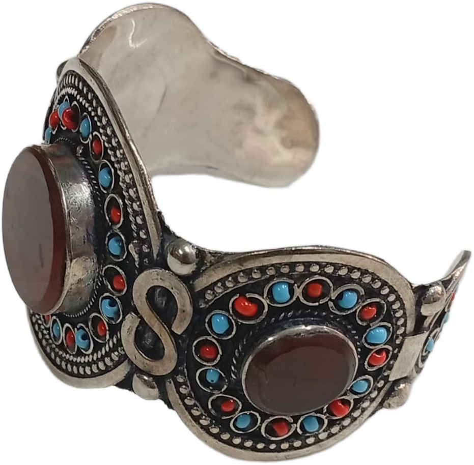 Elegant Afghani Stone Cuff Bracelet – Traditional Tribal Jewelry - Image 6