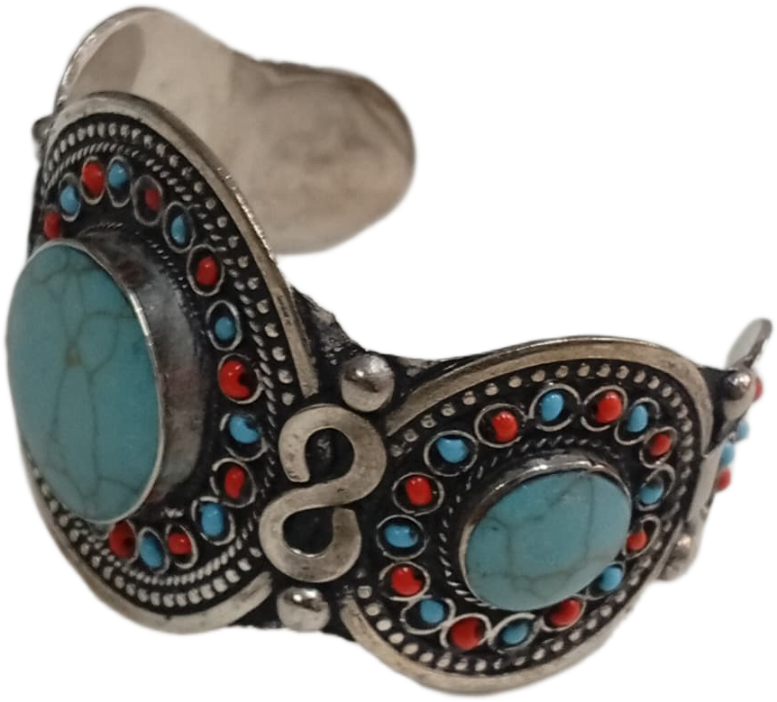 Elegant Afghani Stone Cuff Bracelet – Traditional Tribal Jewelry - Image 4