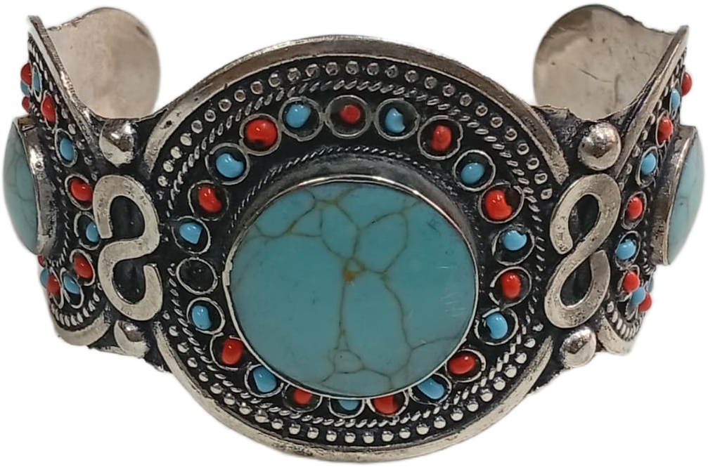 Elegant Afghani Stone Cuff Bracelet – Traditional Tribal Jewelry - Image 5