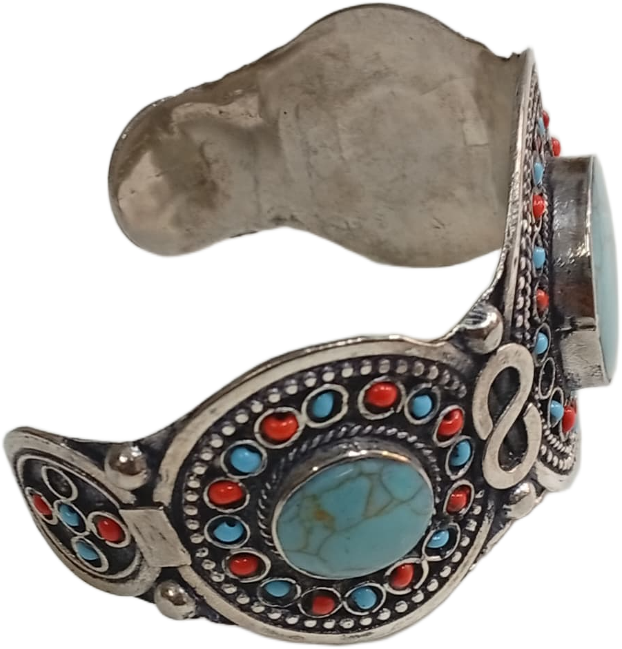 Elegant Afghani Stone Cuff Bracelet – Traditional Tribal Jewelry - Image 7