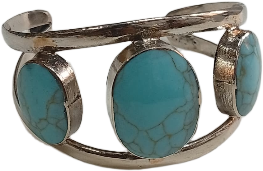 Elegant Afghani Stone Cuff Bracelet – Traditional Tribal Jewelry - Image 3