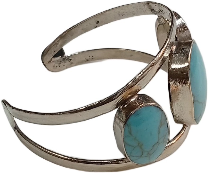 Elegant Afghani Stone Cuff Bracelet – Traditional Tribal Jewelry - Image 4