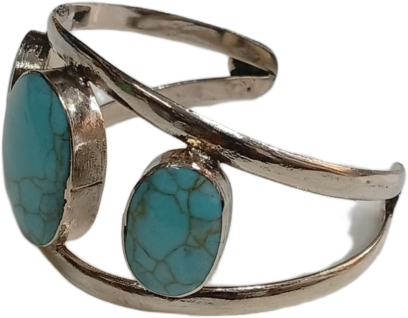 Elegant Afghani Stone Cuff Bracelet – Traditional Tribal Jewelry - Image 5