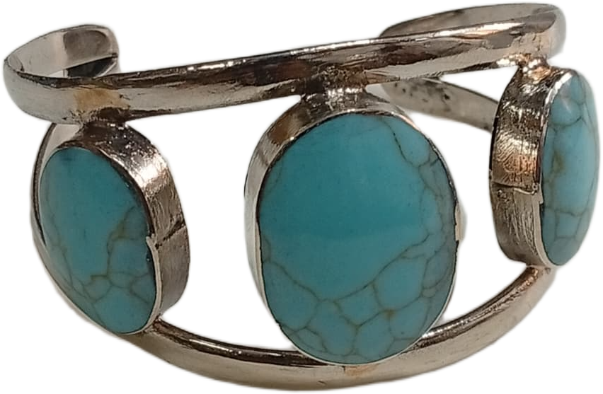 Elegant Afghani Stone Cuff Bracelet – Traditional Tribal Jewelry - Image 6