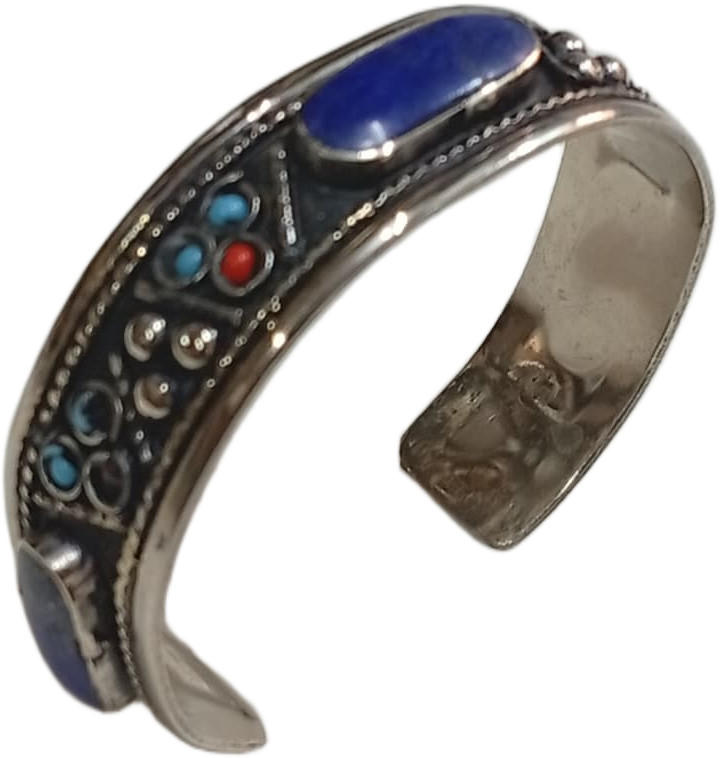 Elegant Afghani Stone Cuff Bracelet – Traditional Tribal Jewelry - Image 3