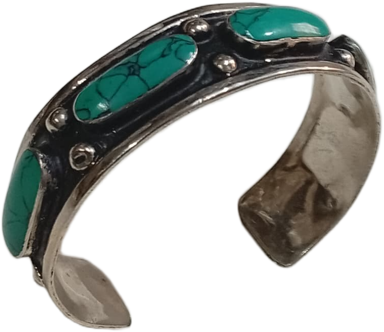 Elegant Afghani Stone Cuff Bracelet – Traditional Tribal Jewelry - Image 3
