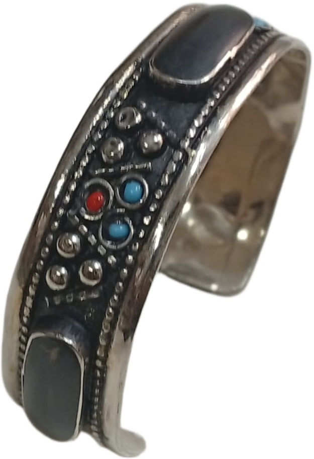 Elegant Afghani Stone Cuff Bracelet – Traditional Tribal Jewelry - Image 3