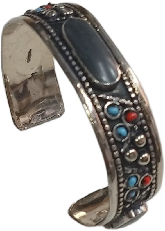 Elegant Afghani Stone Cuff Bracelet – Traditional Tribal Jewelry - Image 4