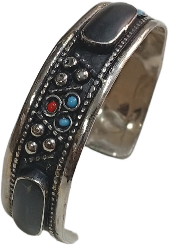 Elegant Afghani Stone Cuff Bracelet – Traditional Tribal Jewelry - Image 6