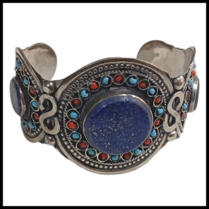 Elegant Afghani Stone Cuff Bracelet – Traditional Tribal Jewelry