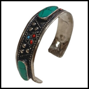 Elegant Afghani Stone Cuff Bracelet – Traditional Tribal Jewelry
