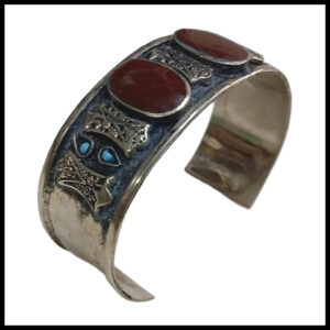 Elegant Afghani Stone Cuff Bracelet – Traditional Tribal Jewelry