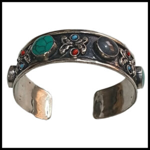 Elegant Afghani Stone Cuff Bracelet – Traditional Tribal Jewelry
