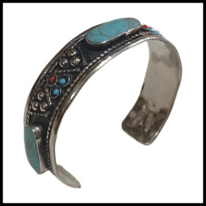 Elegant Afghani Stone Cuff Bracelet – Traditional Tribal Jewelry