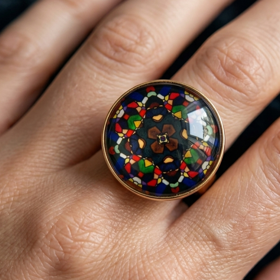 Elegant Mandala Ring – Bohemian Ethnic Statement Jewelry - Image 2