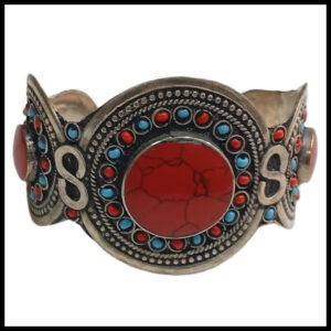 Elegant Afghani Stone Cuff Bracelet – Traditional Tribal Jewelry